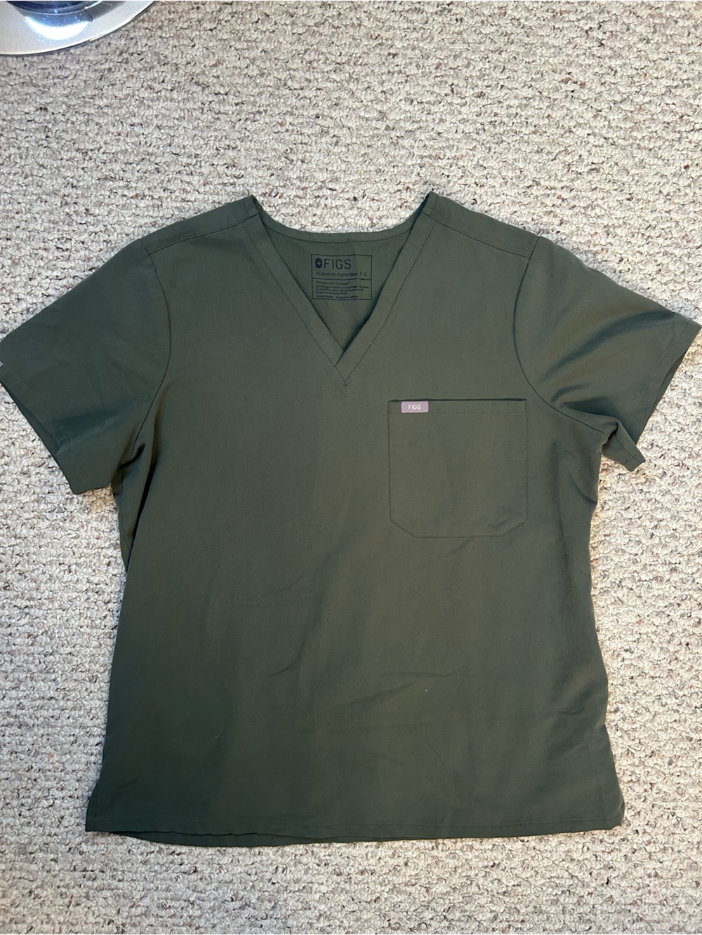 Figs Scrub Too Olive green scrub top Size L